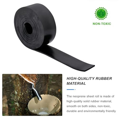 Neoprene Rubber Sheet -1/8 Inch Thick x 2 Inch Wide x 10 Feet Long Neoprene Rubber Strips Rolls for DIY Gaskets, Pads, Seals, Crafts, Flooring, Cushioning of Anti-Vibration, Anti-Slip - size: W:2In x T: 1/8In x L: 10Ft