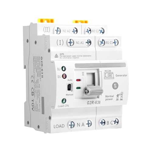 Mini ATS Automatic/Manual Transfer Switch 4P 63A AC110V, Home Generator Manual Transfer for Uninterruptible Power Supply, 3Phas Dual Power Electrical Selector Switch DIN Rail （G2R 4P 63A AC110V） - style: ATS G2R 63A 4P AC110V
