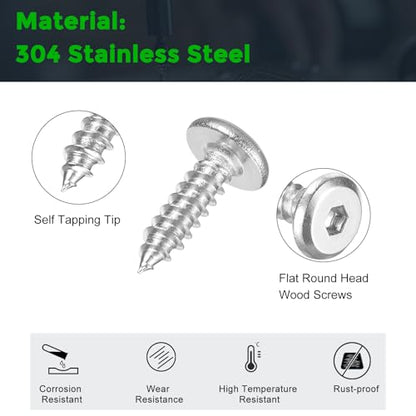 uxcell 25Pcs M3x12mm Flat Round Socket Head Screws,SS Self Tapping Screws - size: M3 x 12mm
