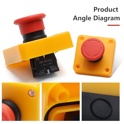 APIELE Emergency Stop Pushbutton Switch 1NO1NC 660V 10A Red Emergency Stop Push Button Switch with Box - style: XB2-11ZS-BOX