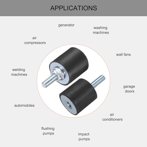 uxcell 6pcs M5x15mm Rubber Isolator Mounts with Studs 20x20mm - size: VD-D20*H20, M5*15