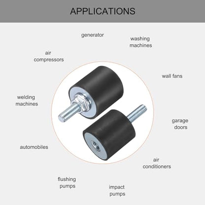 uxcell 6pcs M5x15mm Rubber Isolator Mounts with Studs 20x20mm - size: VD-D20*H20, M5*15