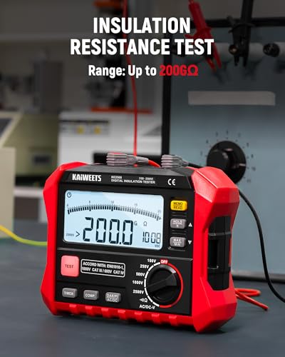KAIWEETS KE2500 Insulation Resistance Tester Up to 200GΩ Pro Megohmmeter and KAIWEETS KET05 23PCS Multimeter Test Leads Kit with Replaceable Precision Probes Set