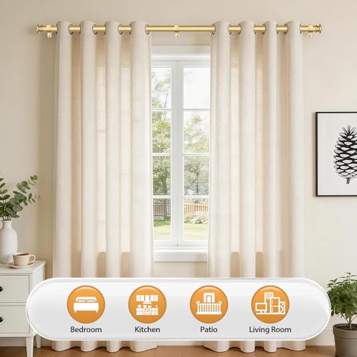 TONIAL Curtain Rods for Windows, 32 to 86 Inch, Gold, Single Drapery Rod - color: Gold, size: 32-86"