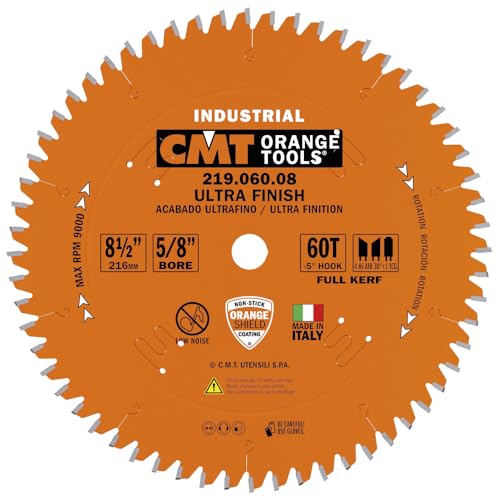CMT Orange Tools 219.060.08 - Sliding Compound Miter Saw Blade HW D=8-1/2 B=5/8 Z60 K=0.118 P=0.100 a=-5 - size: D 8-1/2-Inch | T 60 | B 5/8-Inch