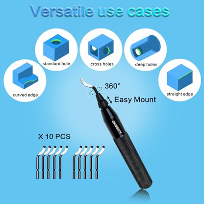 DKIBBITH 13-Piece Deburring Tool Set with 2 Countersinks & 11 Blades - Works on Metal, Resin, PVC, Copper, Plastic,3D Printed Edges - Plumbing & 3D Printing Burr Removal Reamer Tool. - style: 13 Piece Deburring Tool