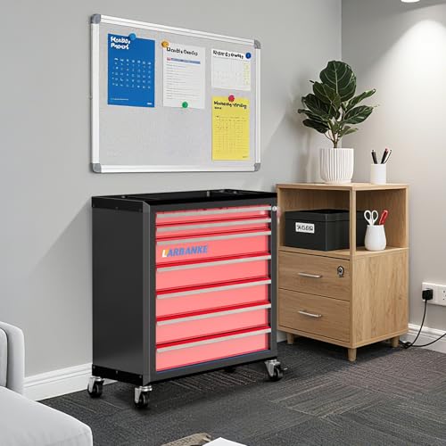 LARBANKE 7-Drawer Rolling Tool Chest with Wheels&Lock,Special Link Buckle - color: Red, size: 7 drawer tool chest