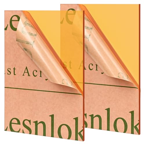 Lesnlok Orange Acrylic Sheets 1/8 inch Thick 3mm 2 Pack 8 x 10 Clear Plexiglass Sheets,for Sign,Craft,Painting,Laser Cutting,DIY Display Projects… (8"x 10", Orange, 2) - color: Orange, size: 8"x 10"