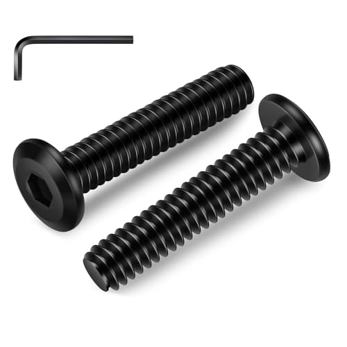 1/4-20 x 2 Flat Head Socket Head Screw Furniture Bolts Countersunk Connector Screws, Stainless Steel 18-8 (304), Black Oxide, Fully Threaded, 25 PCS - size: 1/4-20 x 2"
