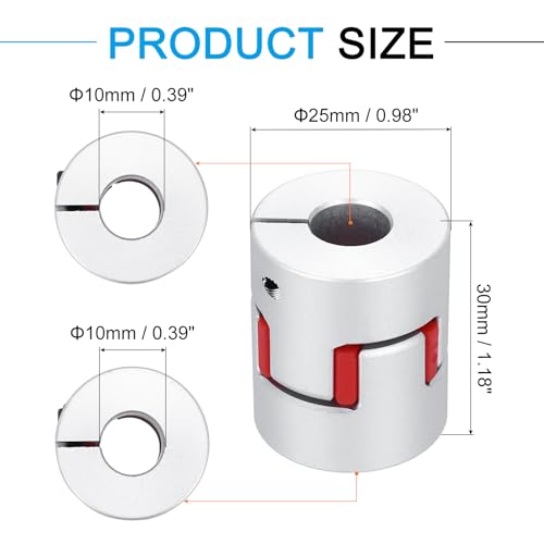 MECCANIXITY Aluminum Shaft Coupling Shaft Coupler 10mm to 10mm Flexible Spider Coupling L30mm x D25mm Coupler Jaw Spider Shaft Joint Connector for 3D Printers DIY CNC Router Milling Machine - size: 10mm to 10mm