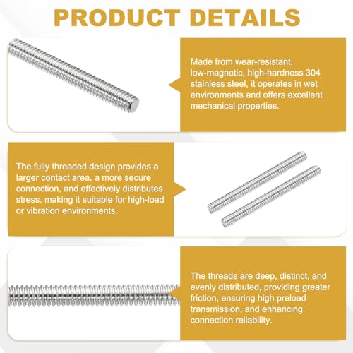 uxcell 20Pcs Fully Threaded Rod M2 x 0.4mm Pitch 20mm/0.8 Inch Threaded - size: M2x0.4mmx20mm