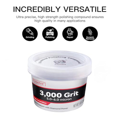 Diamond Paste Polishing Compound, 3,000 Grit, 40 G, Light Scratch Removal - size: 3,000Grit, style: 1.41 oz (40g)