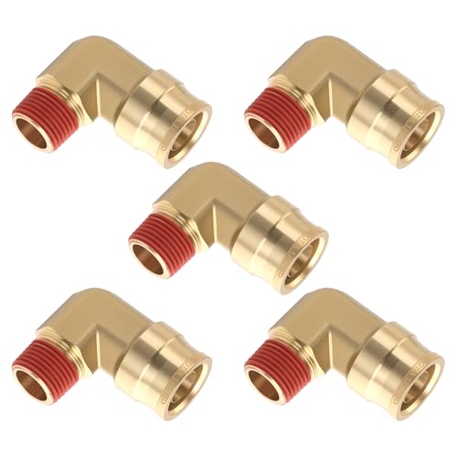 5PCS Brass DOT Air Line Fitting 1/2"Tube x3/8"NPT 90 Degree Elbow - size: 1/2" OD x 3/8" NPT, style: Quick Push 90° Elbows-5PCS