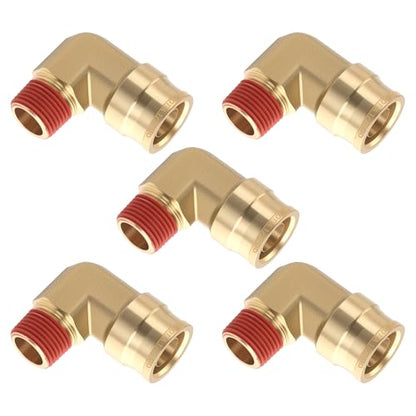 5PCS Brass DOT Air Line Fitting 1/2"Tube x3/8"NPT 90 Degree Elbow - size: 1/2" OD x 3/8" NPT, style: Quick Push 90° Elbows-5PCS