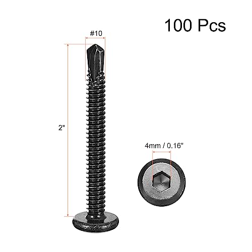 uxcell 100pcs Hex Socket Self Tapping Screws #10 x 2, 410 SS, Black - color: Black, size: #10 x 2"