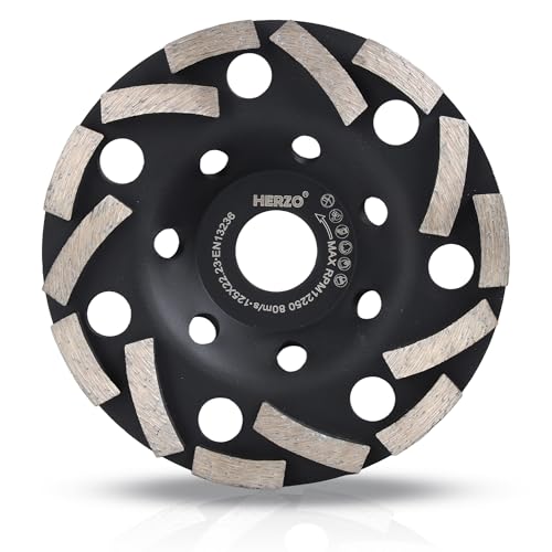 HERZO 5 Inch Concrete Grinding Wheel，Diamond Concrete Grinding Wheel for Granite, Marble, Cement, Stone, Rock - size: 5 Inch Strange