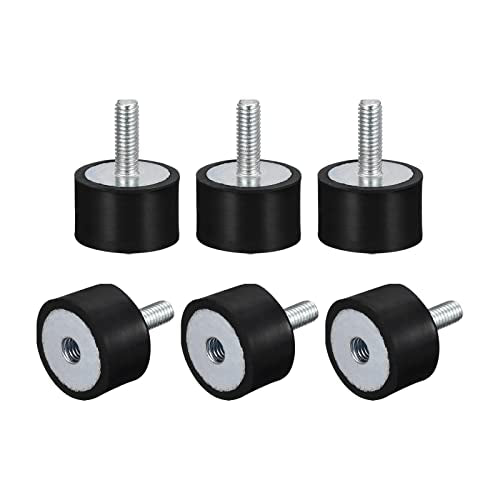 uxcell Rubber Mounts 6pcs M6 Male/Female Vibration Isolator Shock Absorber, for Garage Motor Air Compressor Car Boat Bobbins, D25mmxH15mm - size: M6x25mmx15mm