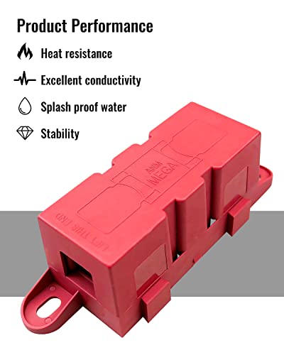 MEGA ANM AMG Fuse Holder 500A 32V, High Current Bolt-On Fuse Holder - color: Red