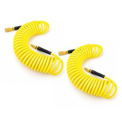2PCS Polyurethane Recoil Air Hose, 1/4" ID by 25FT, Yellow - color: Yellow, size: 1/4" ID x 25FT