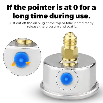 0-100 Psi Low Pressure Gauge, 2" Dial Size, 1/4 G Back Mount, Stainless Steel Case for Water Pressure Gauge Test for Water Pipe, HVAC(with Tape) - size: 0-100 psi, style: Back Mount