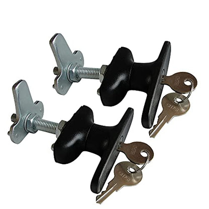 2PCS T-Handle Lock Latch Shed Door T-Handle Lock kit for Truck Cabinet Garage Door Lock Camper Shell Locks and Keys - size: 3.3"x3.9"