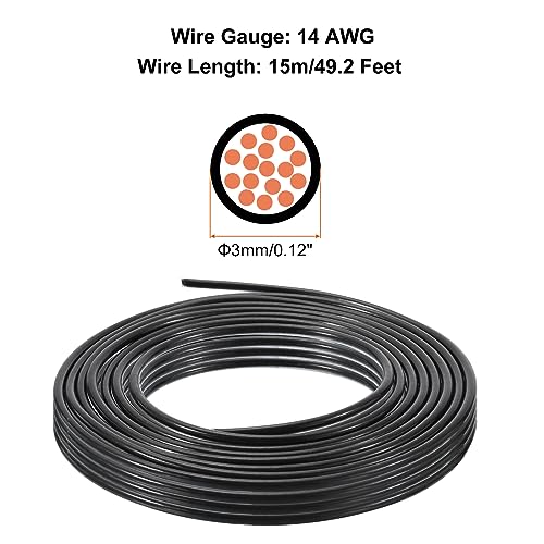 MECCANIXITY THHN Stranded Wire 50 Feet 14AWG Gauge Insulation Building Wire - UL Listed Copper Cable - PVC 600V Electrical Wire for Residential,Commercial,Industrial,Grounding - Black - color: Black, size: 50 Feet x 14 AWG