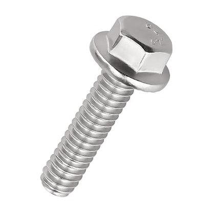 3/8-16 x 1-3/4" Flanged Hex Bolts (10 pcs), 18-8 (304) Stainless Steel, External Hex Drive, Hexagon Head Bolts Screws with Flange Washer, Fayeploo - color: Silver, size: 3/8-16 x 1-3/4