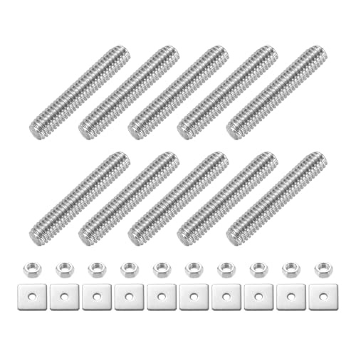 uxcell 10Pcs Fully Threaded Rod, M3 x 16mm 304 Stainless Steel Fully Threaded Studs with Nuts and Washers for Clamps, Hangers and U-Bolts, Silver - size: M3 x 16mm