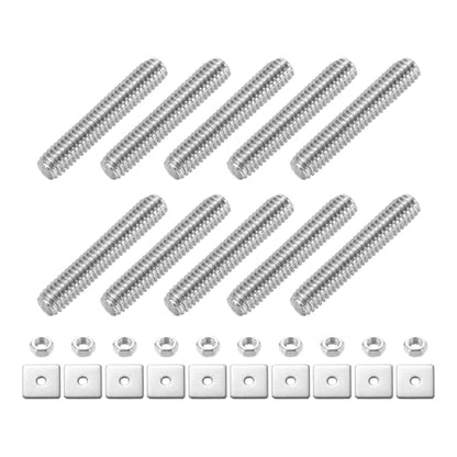 uxcell 10Pcs Fully Threaded Rod, M3 x 16mm 304 Stainless Steel Fully Threaded Studs with Nuts and Washers for Clamps, Hangers and U-Bolts, Silver - size: M3 x 16mm