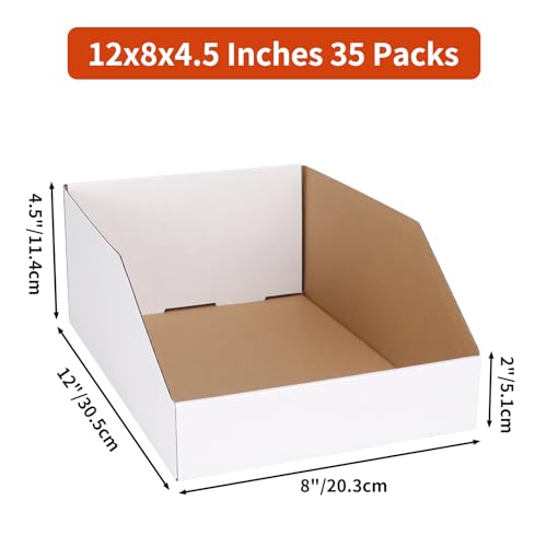 ZBEIVAN Cardboard Storage Bins Boxes 35 Packs 12x8x4.5 Inches, Easy Assembly Pantry Organizer Bins for Shelf, White - color: White, size: 12x8x4.5 inch