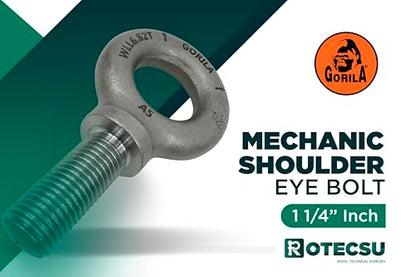 GORILA Lifting Mechanical Shoulder Eye Bolt | 1 1/4" - 7 x 3 | 15050 LBS (6,82 Ton) | Safety Factor 4:1 | Since 1989 - size: 1 1/4" - 7 x 3"