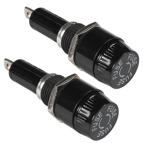 HQRP 2-Pack Screw Cap Panel Mount Fuse Holder for 6x30mm Fuses 30A 250V AC, R3-14A2 BK/HKP-R, UL Listed