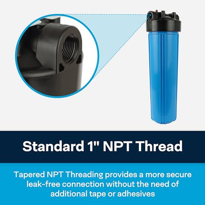 SpiroPure Water Filter Housing 20" BB 20x4.5 150233 150467 150235, 1" NPT - size: 20" x 4.5", 1" NPT