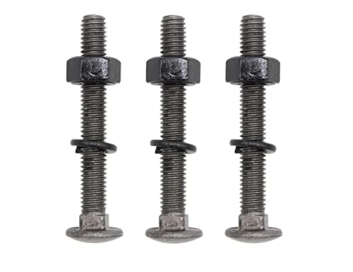 LBY 7 Sets Carriage Bolts Screws Assortment Kit, 3/8-16 x 3'' Round Head Square Neck Bolts (with Hex Nuts and Flat Washers), 45# Steel (Black) - size: 3/8-16 x 3"