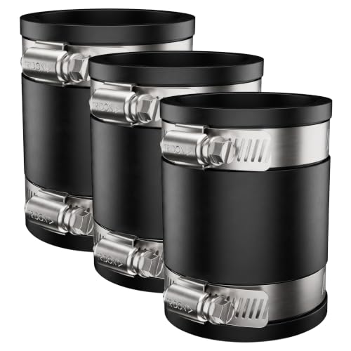 Fernco 1056-22 Flexible Pipe Coupling 2” CI/Plastic/Steel to 2” CI/Plastic/Steel (Pack of 3) - size: 2 Inch (Pack of 3)