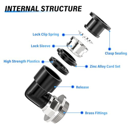 TAILONZ 6mm x 3/8" BSP Push to Connect Elbow Fitting 10Pcs - size: 6mm OD 3/8" BSP