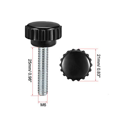 uxcell M6 x 25mm Metric Male Thread Knurled Clamping Knobs Black 4 Pcs - size: M6 x 25