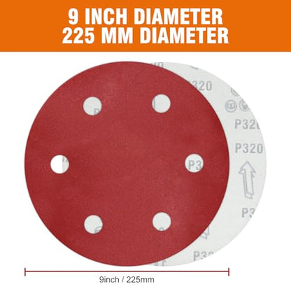 30 PCS 9 Inch Drywall Sanding Discs 320 Grit 6 Hole - color: 6 Hole, size: Grit 320