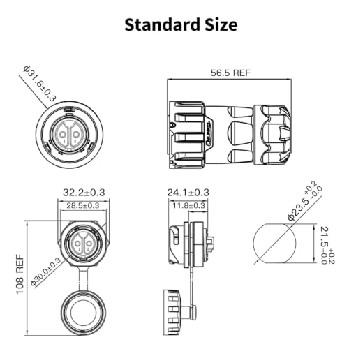 CNLINKO YM-20 2-Pin IP68 Waterproof Circular Connector PBT Plastic Shell - size: 2-Pin
