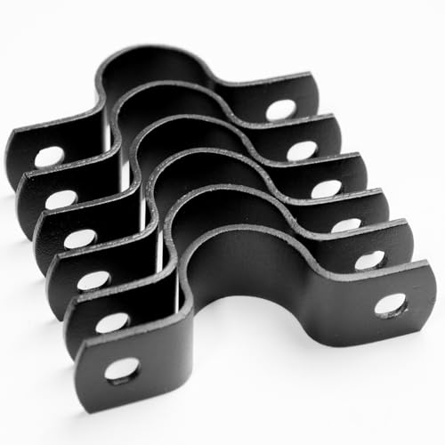 Black Metal U-Bracket U-Clamp 1/2 Inch 6-Pack - Heavy Duty 2-Hole Pipe Bracket Rust-Protected Industrial Style for DIY Furniture Plumbing - size: 1/2 INCH