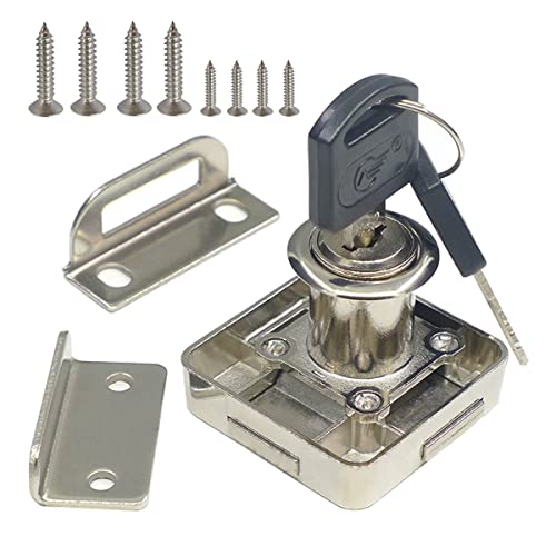 Cabinet Double Door Lock Cabinet Drawer Lock Safety Lock [Keyed Alike] Double Latch Door Lock [Mounted on Left Side Door]. for (3/5"-/15mm -7/8"-/22mm) Door Panels (1 Pack)