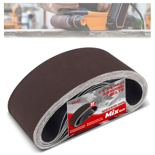 4 x 24 Inch 100 x 610 mm Sanding Belts Set - 15-Pack with 80/120/150/240/400 Grits, Aluminum Oxide Abrasive Belts for Woodworking - size: 4 x 24(15pcs)