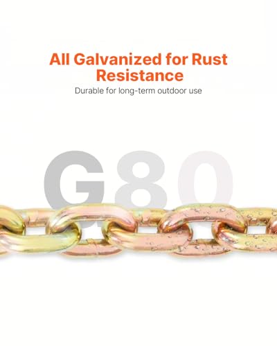 VEVOR 2 Pack Transport Binder Chain, 3/8" x 20' Tow Chain with Grab Hooks