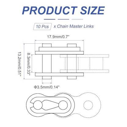uxcell 10 Pcs #35 Chain Master Connect Links 13mm Pitch, Carbon Steel Roller Chain Connector Links, Master Link Replacement for Bike Bicycle Go Kart - size: #35