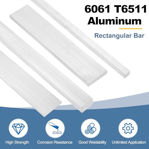 MECCANIXITY Square Aluminum Flat Bar, 1/4" Thick 2-3/8" Width 8" Length 6061 Aluminum Flat Plate, 6 x 60 x 203mm T6511 Solid New Mill Stock for Industrial - size: 1/4" T x 2-3/8" W x 8" L