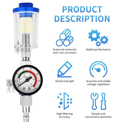 1/4 Inch NPT Air Compressor Oil Water Separator with 3 PCS Spare