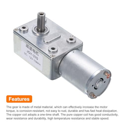 MECCANIXITY DC 12V High Torque Turbine Worm Geared Motor with 6mm Shaft 15RPM Geared Motor Gear Box Reduction Motor for Boat, Car, Fan, Home Appliance - style: 15 RPM