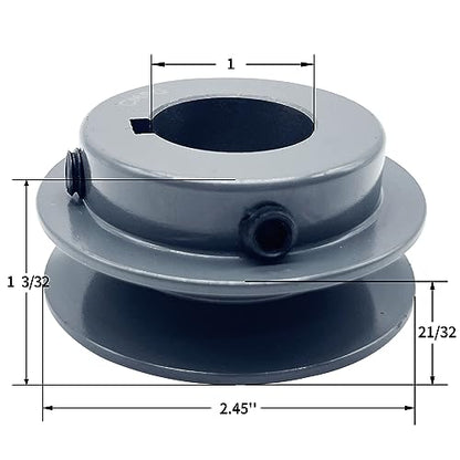 AK24-1 v Belt Pulley, 2.45 inch OD, 1 Inch Bore,Cast Iron Material, AK Single Groove Motor Pulley for "4L" or "A" or "3L" Belt - size: 2.45 inch OD, 1 Inch Bore, style: 1 Groove