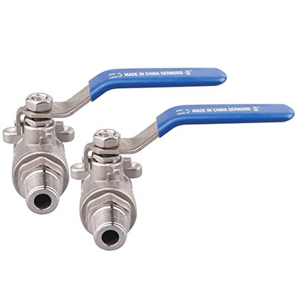 DERNORD 2 Pack Full Port Ball Valve 3/8 Inch - Male x Female Stainless Steel 304 Heavy Duty for Water, Oil, and Gas, 1000WOG - size: 3/8 Inch NPT, style: Pack of 2