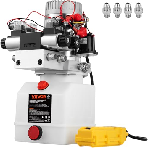 VEVOR Hydraulic Pump Double Acting 4 Way Hydraulic Power Unit Double Solenoid Hydraulic Power Pack 12V DC Hydraulic Power Pump with 4.5Liter Reservoir for Dump Trailer Car Lifting - size: 4.5 Quart